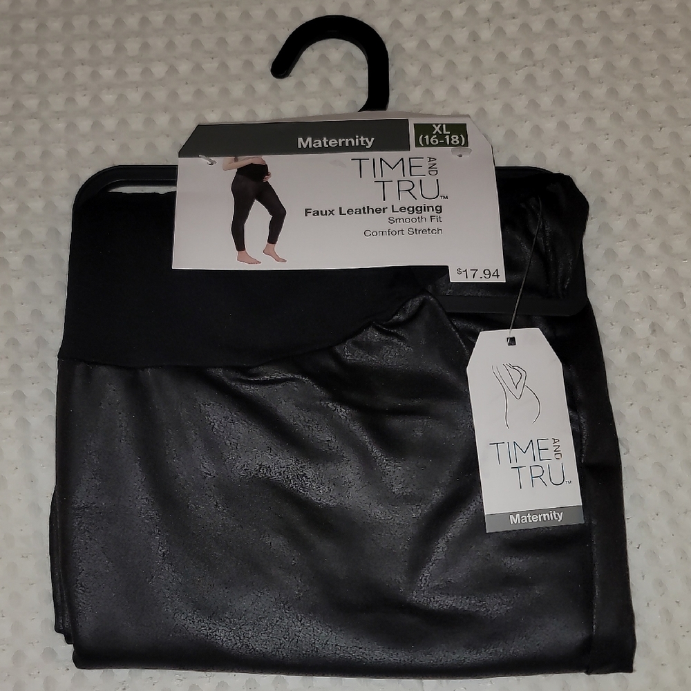 Time and Tru Black Faux Leather Leggings